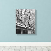 Schwarz-Weiß-Foto der rustikalen Winterlandschaft Leinwanddruck (Insitu (Holzboden))