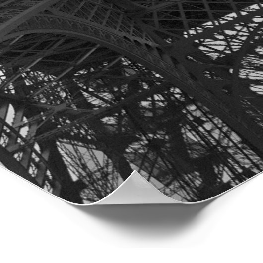 Schwarz-Weiß-Foto des Eiffelturms Poster (Ecke)