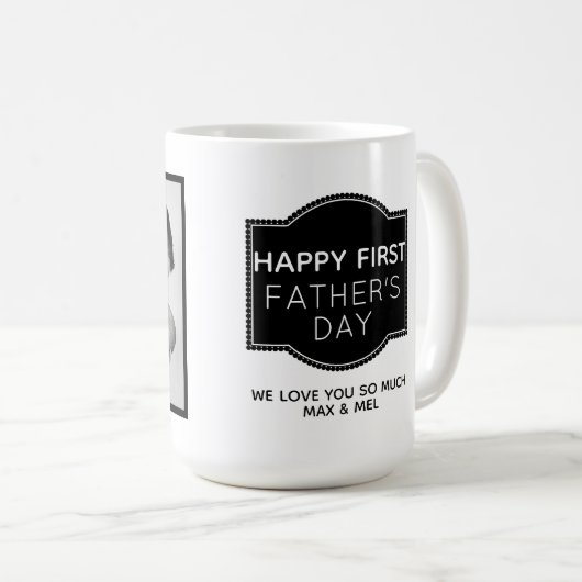 Schwarz-Weiß-Foto des ersten Vaters Kaffeetasse (VorderseiteRechts)