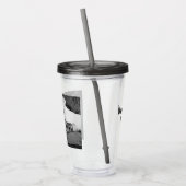 Schwarz-Weiß-Foto des Hundes mit Vater Acryltrinkbecher (Links)