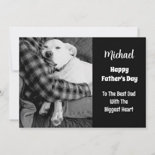 Schwarz-Weiß-Foto des Hundes mit Vater Feiertagskarte