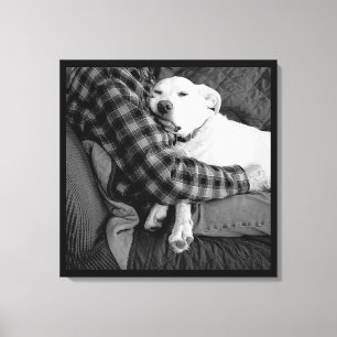 Schwarz-Weiß-Foto des Hundes mit Vater Leinwanddruck
