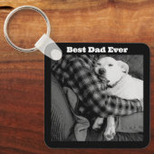 Schwarz-Weiß-Foto des Hundes mit Vater Schlüsselanhänger (Vorderseite)