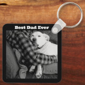 Schwarz-Weiß-Foto des Hundes mit Vater Schlüsselanhänger (Rückseite)