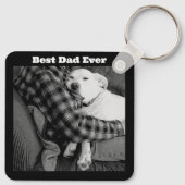 Schwarz-Weiß-Foto des Hundes mit Vater Schlüsselanhänger (Rückseite)