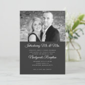Schwarz-Weiß-Foto Ehe Empfang Einladung (Stehend Vorderseite)