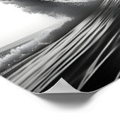 Schwarz-Weiß-Foto einer brechenden Ozeanwelle Poster (Ecke)