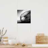 Schwarz-Weiß-Foto einer brechenden Ozeanwelle Poster (Küche)