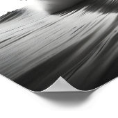 Schwarz-Weiß-Foto einer brechenden Ozeanwelle Poster (Ecke)