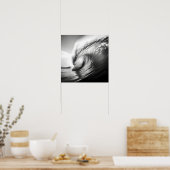 Schwarz-Weiß-Foto einer brechenden Ozeanwelle Poster (Küche)