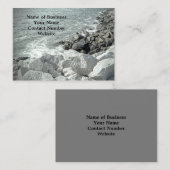 Schwarz-Weiß-Foto eines felsigen Ozeans, grau Visitenkarte (Vorne/Hinten)