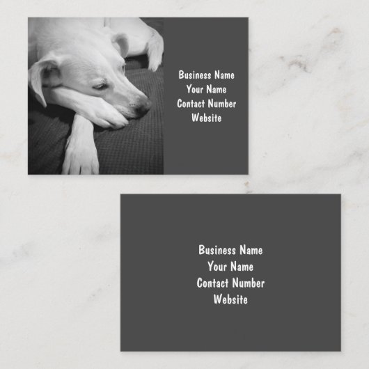 Schwarz-Weiß-Foto eines Hundes Schlafen Einfach Visitenkarte (Vorne/Hinten)
