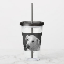 Schwarz-Weiß-Foto eines wunderschönen, seelenvolle Acryltrinkbecher