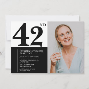 Schwarz-Weiß-Foto-Einladungen zum 42. Geburtstag Einladung