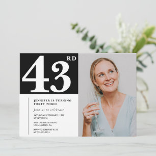 Schwarz-Weiß-Foto-Einladungen zum 43. Geburtstag Einladung
