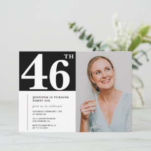 Schwarz-Weiß-Foto-Einladungen zum 46. Geburtstag Einladung