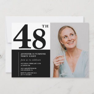 Schwarz-Weiß-Foto-Einladungen zum 48. Geburtstag Einladung