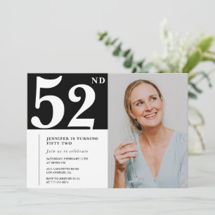 Schwarz-Weiß-Foto-Einladungen zum 52. Geburtstag Einladung