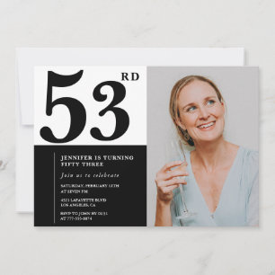 Schwarz-Weiß-Foto-Einladungen zum 53. Geburtstag Einladung