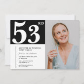 Schwarz-Weiß-Foto-Einladungen zum 53. Geburtstag Einladung (Vorderseite)