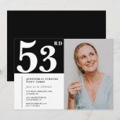 Schwarz-Weiß-Foto-Einladungen zum 53. Geburtstag Einladung (Vorne/Hinten)