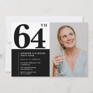 Schwarz-Weiß-Foto-Einladungen zum 64. Geburtstag Einladung