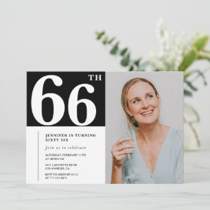 Schwarz-Weiß-Foto-Einladungen zum 66. Geburtstag Einladung