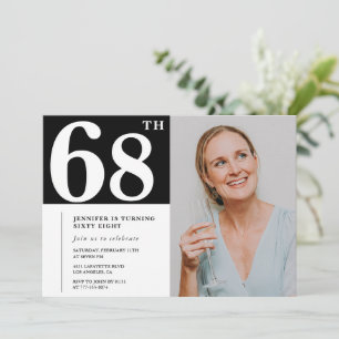 Schwarz-Weiß-Foto-Einladungen zum 68. Geburtstag Einladung