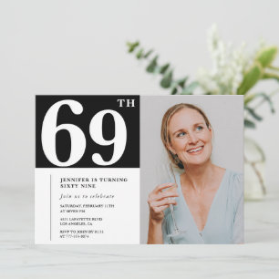Schwarz-Weiß-Foto-Einladungen zum 69. Geburtstag Einladung