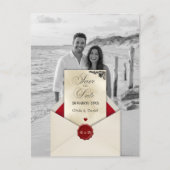 Schwarz-Weiß-Foto Elfenbein-Monogramm Save-the-Dat Postkarte (Vorderseite)