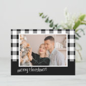 Schwarz-Weiß-Foto "Frohe Weihnachten" Feiertagskarte (Stehend Vorderseite)