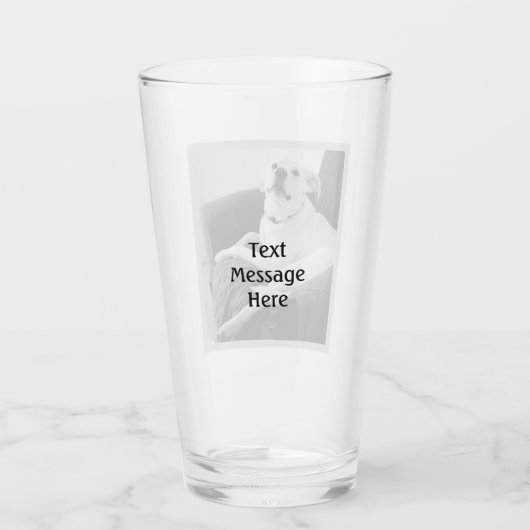 Schwarz-Weiß-Foto für die Meldung von Dog-Text Glas (Rückseite)