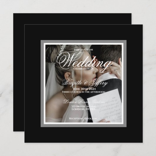 Schwarz-Weiß-Foto für Hochzeitsfeiern Einladung (Vorne/Hinten)