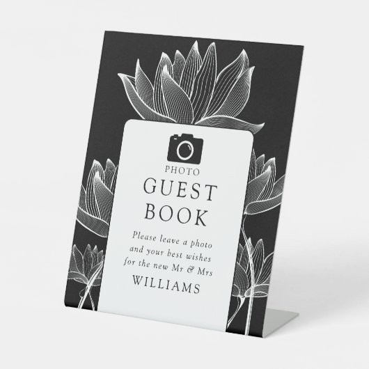 Schwarz-Weiß-Foto-Gästebuch Sockelschild (Vorderseite)