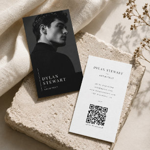 Schwarz-Weiß-Foto-Geschäftskarte mit QR-Code Visitenkarte