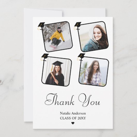 Schwarz-Weiß-Foto-Graduate-Abschluss Dankeskarte (Vorderseite)
