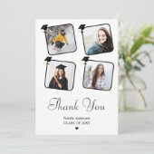 Schwarz-Weiß-Foto-Graduate-Abschluss Dankeskarte (Stehend Vorderseite)
