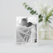 Schwarz-Weiß-Foto Hochzeit Danke Postkarte (Stehend Vorderseite)