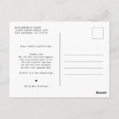 Schwarz-Weiß-Foto Hochzeit Danke Postkarte (Rückseite)