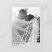 Schwarz-Weiß-Foto Hochzeit Danke Postkarte (Vorderseite)