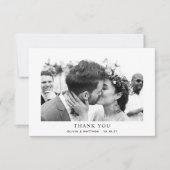 Schwarz-Weiß-Foto-Hochzeit Dankeskarte (Vorderseite)