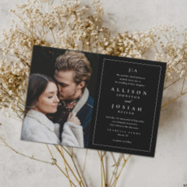 Schwarz-Weiß-Foto-Hochzeit der klassischen Monogra Einladung