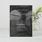 Schwarz-Weiß-Foto-Hochzeit Einladung (Stehend Vorderseite)