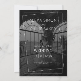 Schwarz-Weiß-Foto-Hochzeit Einladung
