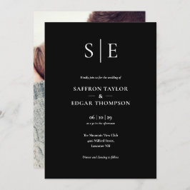 Schwarz-Weiß-Foto-Hochzeit Einladung