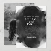 Schwarz-Weiß-Foto Hochzeit Einladung (Vorne/Hinten)