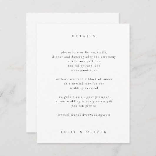 Schwarz-Weiß-Foto Hochzeit Moderne Begleitkarte (Vorne/Hinten)