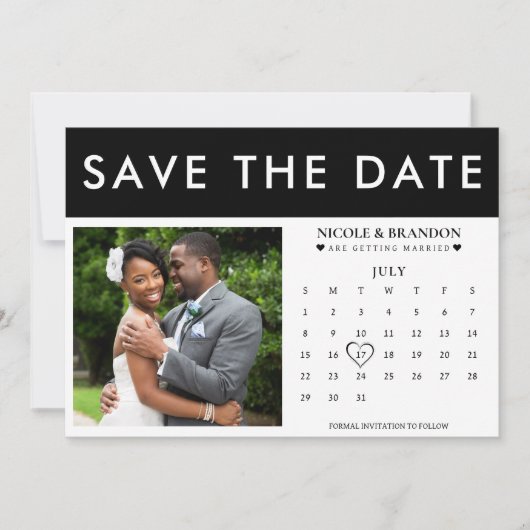 Schwarz-Weiß-Foto-Hochzeit Save The Date (Vorderseite)