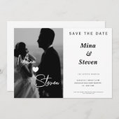 Schwarz-Weiß-Foto Hochzeit Save The Date (Vorne/Hinten)
