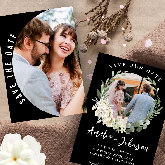 Schwarz-Weiß-Foto-Hochzeit Save The Date